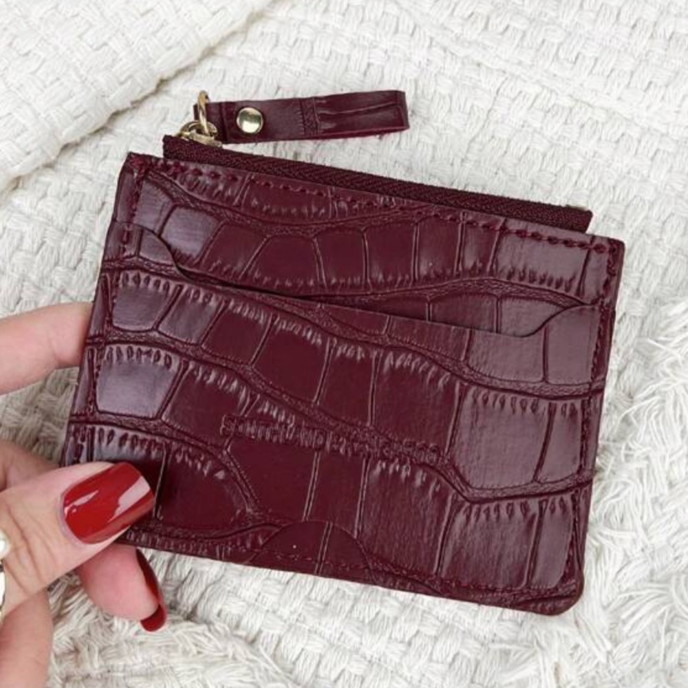 Burgundy coin purse card holder
